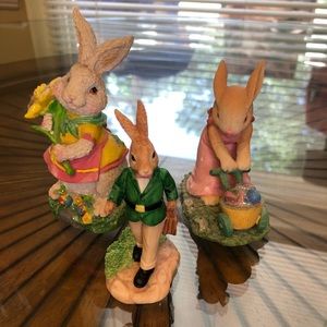 Royal Doulton 1996 Bunnykins (1) Father & (2) Bunny Gardens Collection” Rabbits